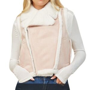 Wisteria Lane Vegan Suede Contrast Shearling Moto Vest